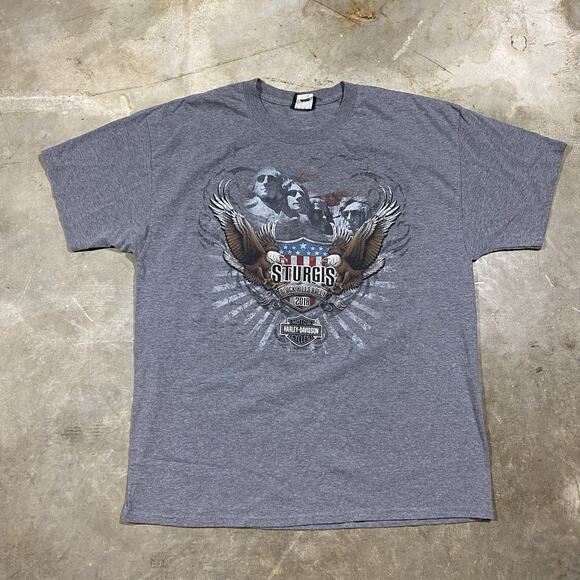 Harley-Davidson Sturgis 2018 Mount Rushmore Eagle Tee XL Gray Black Hills Rally - Picture 1 of 7
